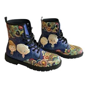 YES WE VIBE Golden Girls Combat Boots | Paisley Novelty Design | Women’s Size 8